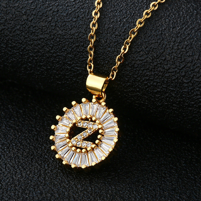 Personalized Initial Necklace with Cubic Zirconia