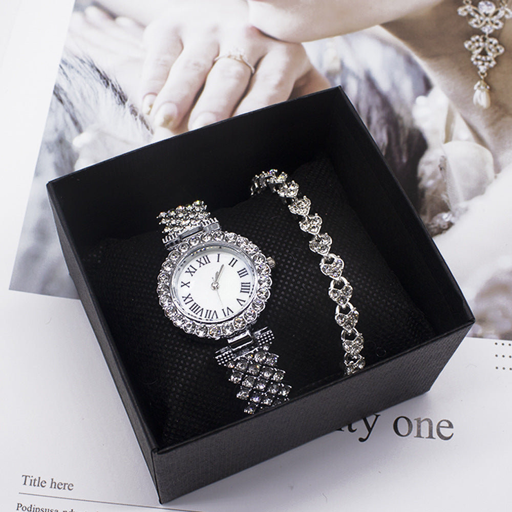 Stylish Ladies Watch with Diamond Accents and Bracelet