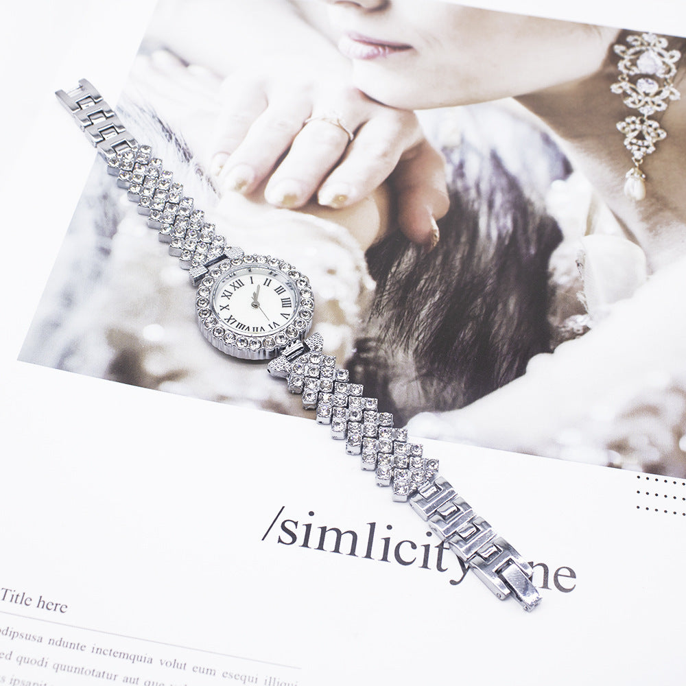 Stylish Ladies Watch with Diamond Accents and Bracelet