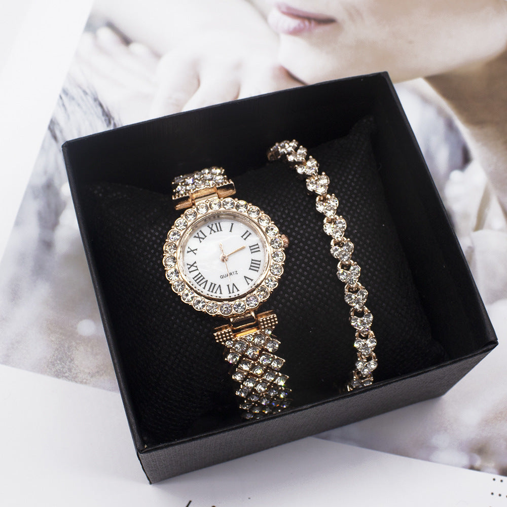 Stylish Ladies Watch with Diamond Accents and Bracelet