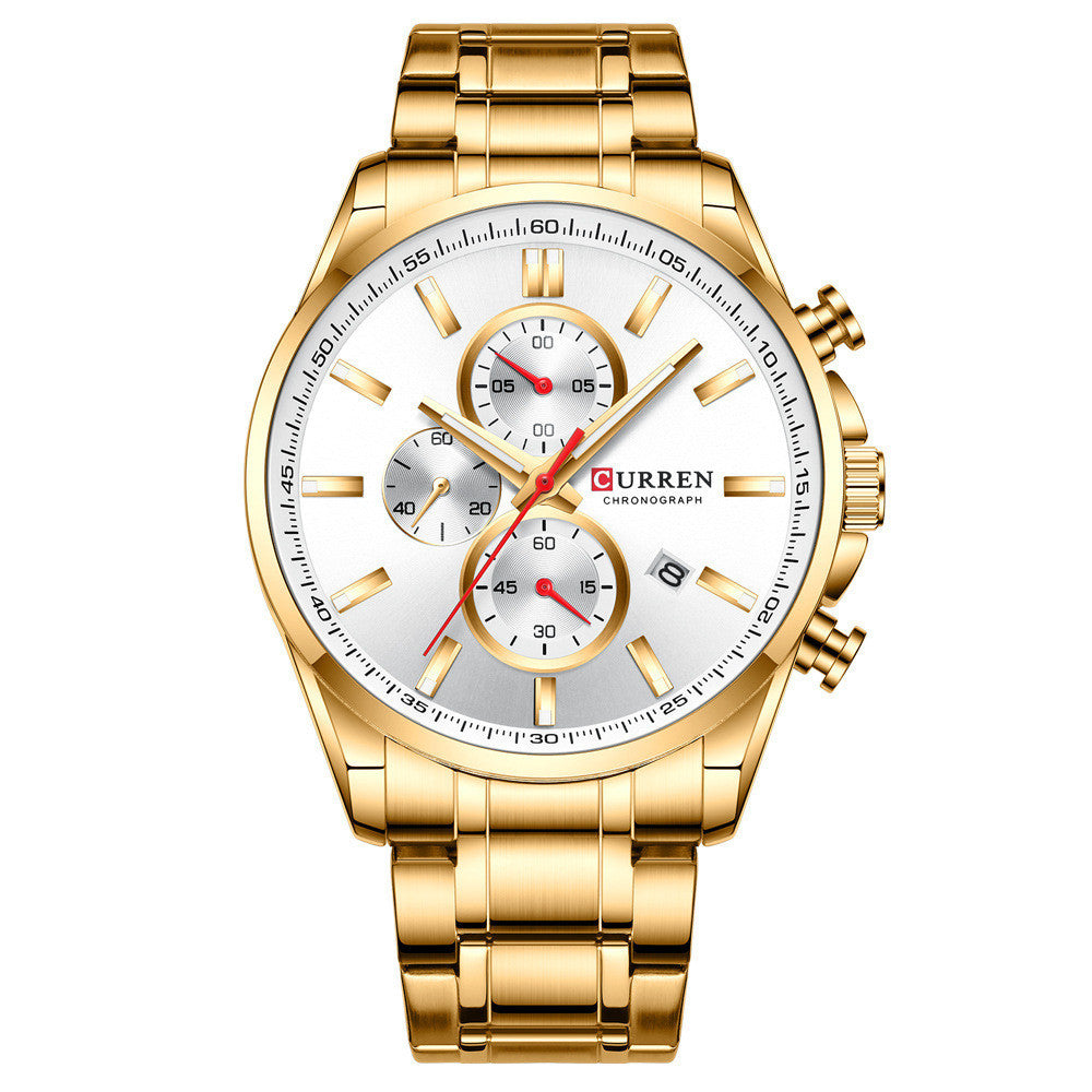 Men's Steel Band Waterproof Quartz Watch