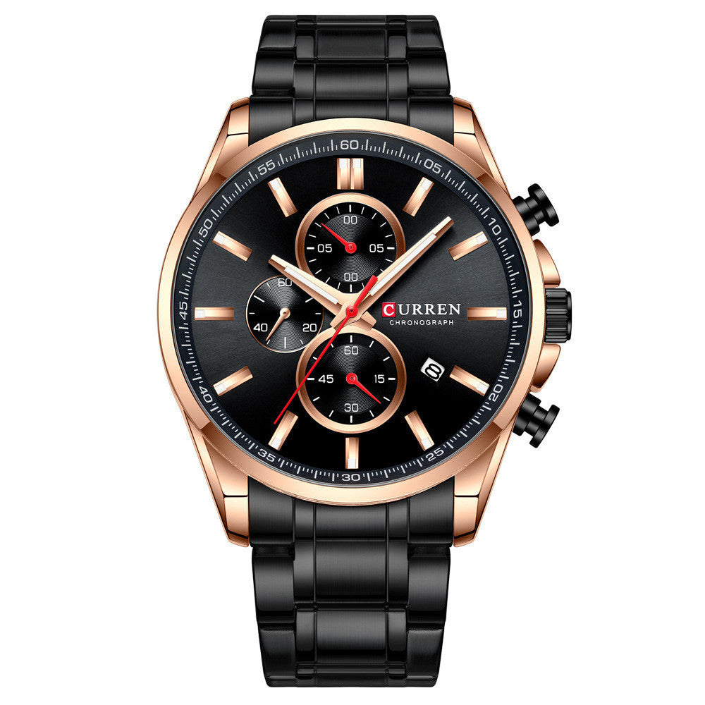 Men's Steel Band Waterproof Quartz Watch