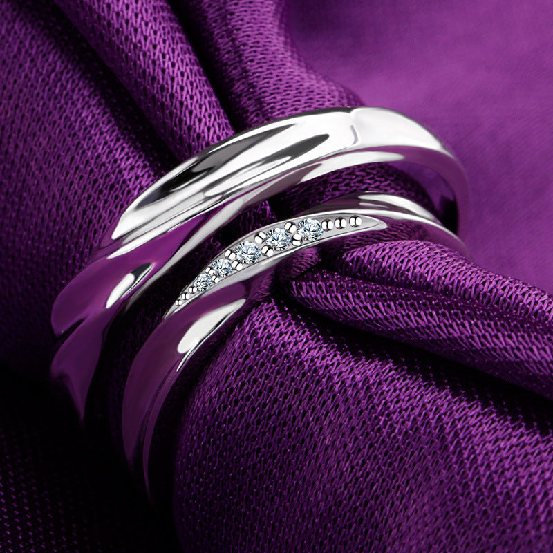 Personalized Zircon Inlaid Sterling Silver Ring