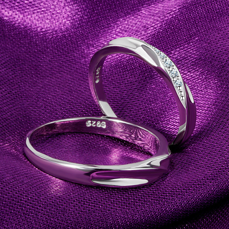 Personalized Zircon Inlaid Sterling Silver Ring