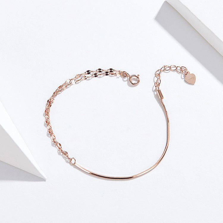 Minimalist Rose Gold Sterling Silver Bracelet