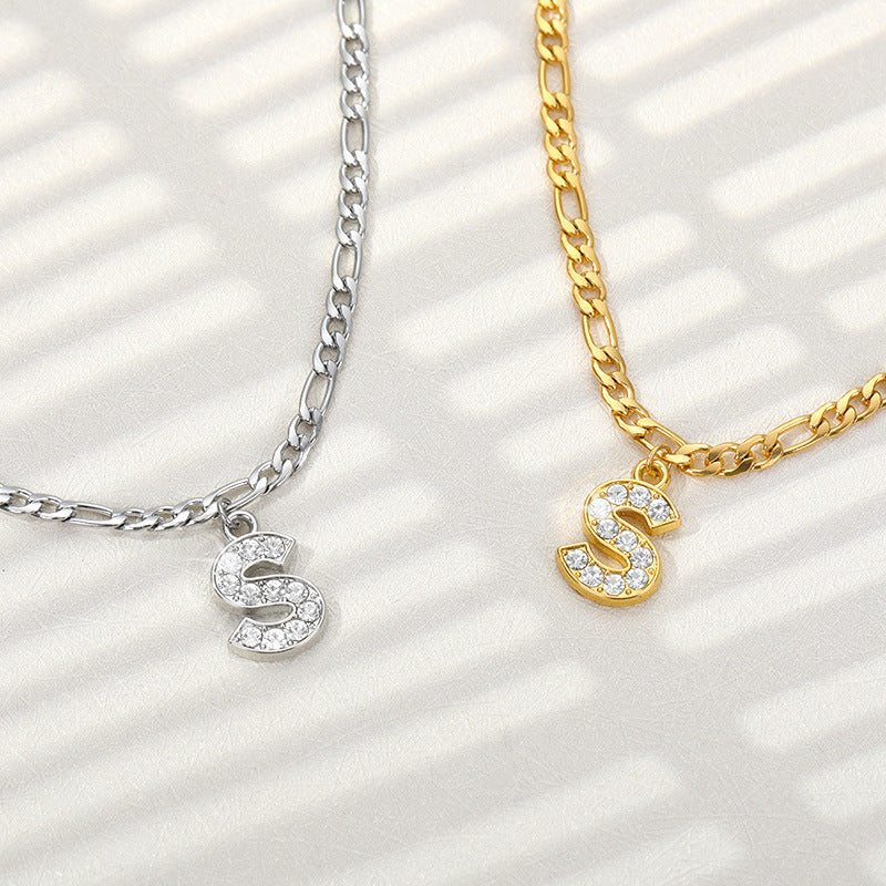 Personalized English Letter Anklet - Unisex Copper & Zircon Jewelry