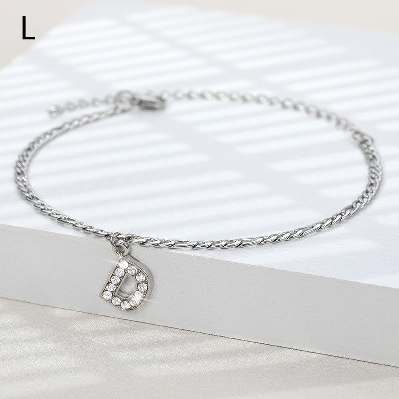 Personalized English Letter Anklet - Unisex Copper & Zircon Jewelry