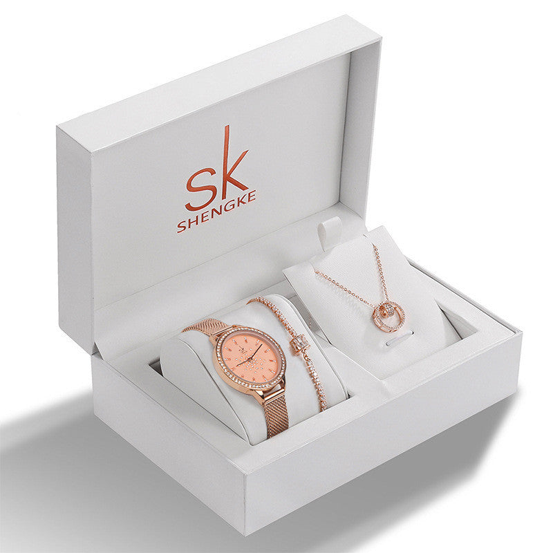 Elegant Rhinestone Women's Watch & Jewelry Gift Set