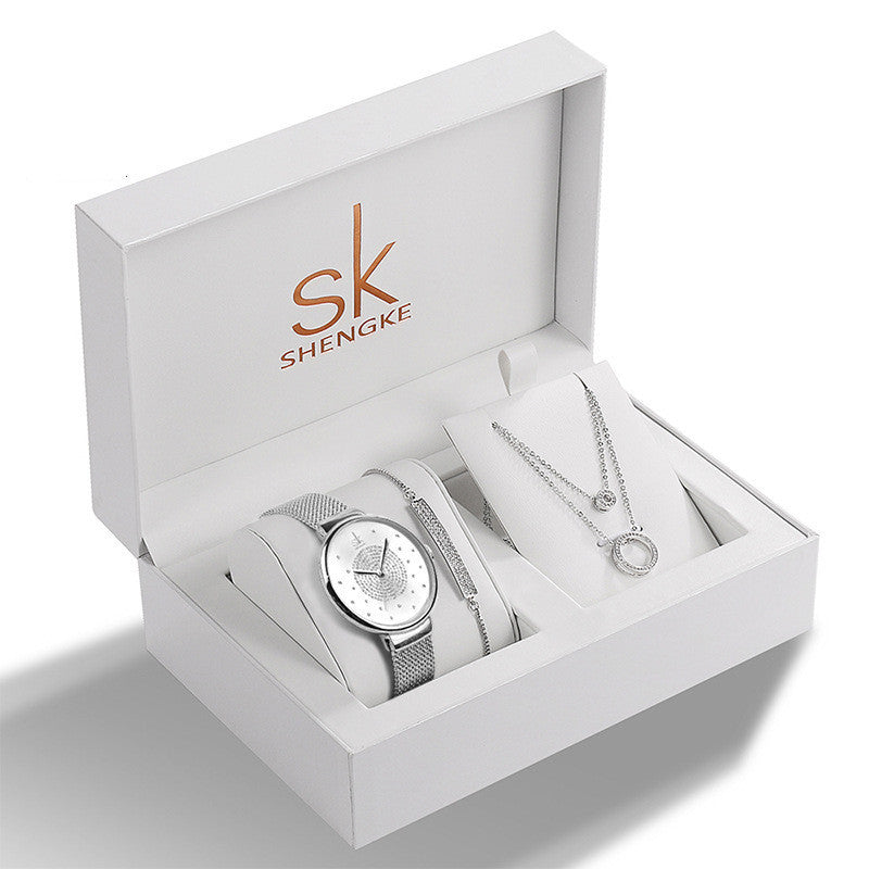 Elegant Rhinestone Women's Watch & Jewelry Gift Set