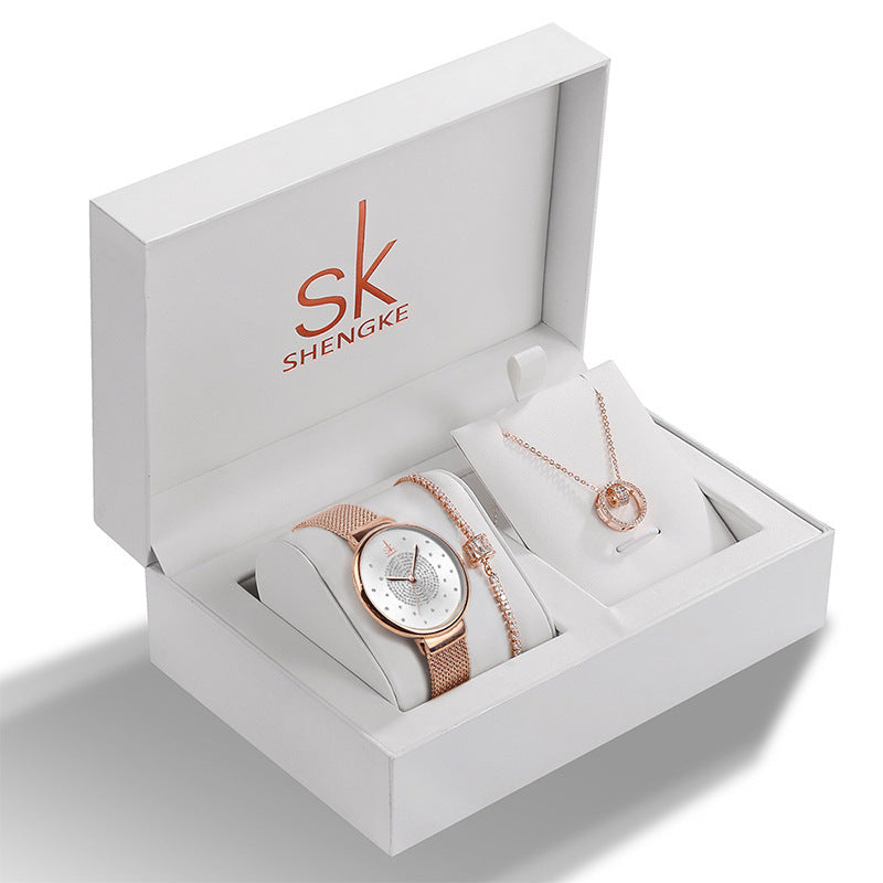 Elegant Rhinestone Women's Watch & Jewelry Gift Set