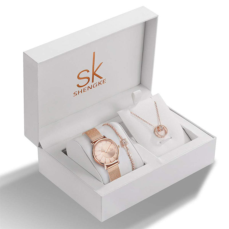Elegant Rhinestone Women's Watch & Jewelry Gift Set