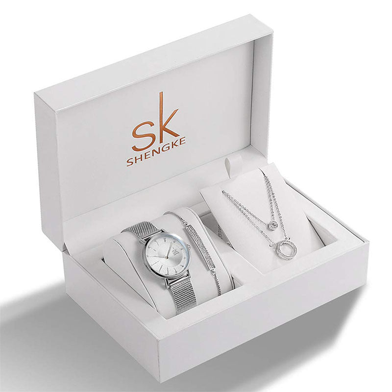 Elegant Rhinestone Women's Watch & Jewelry Gift Set