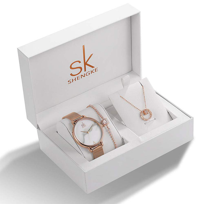 Elegant Rhinestone Women's Watch & Jewelry Gift Set