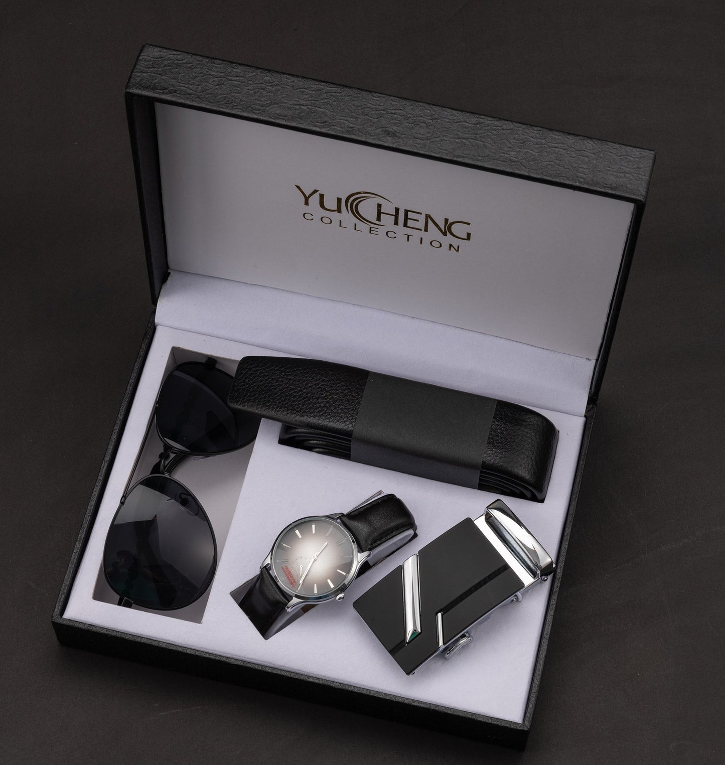 Creative Men's Business Gift Set: Watch, Belt, & Glasses