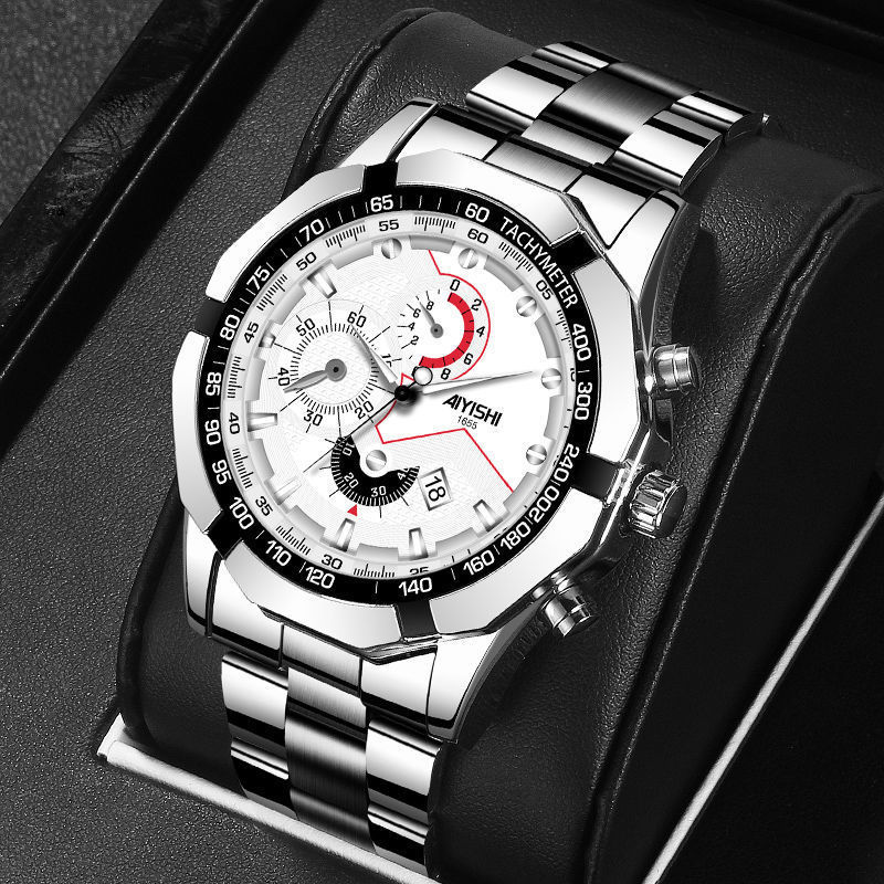 Men's Full Automatic Quartz Watch with Stainless Steel Strap