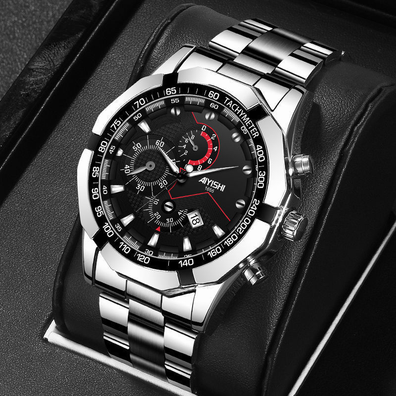 Men's Full Automatic Quartz Watch with Stainless Steel Strap