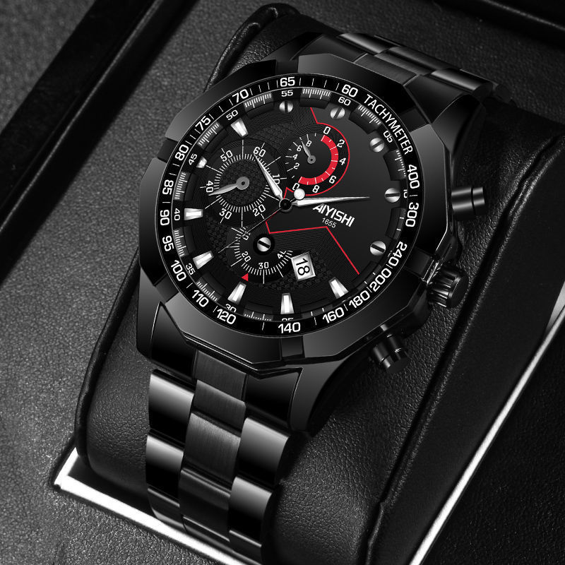 Men's Full Automatic Quartz Watch with Stainless Steel Strap