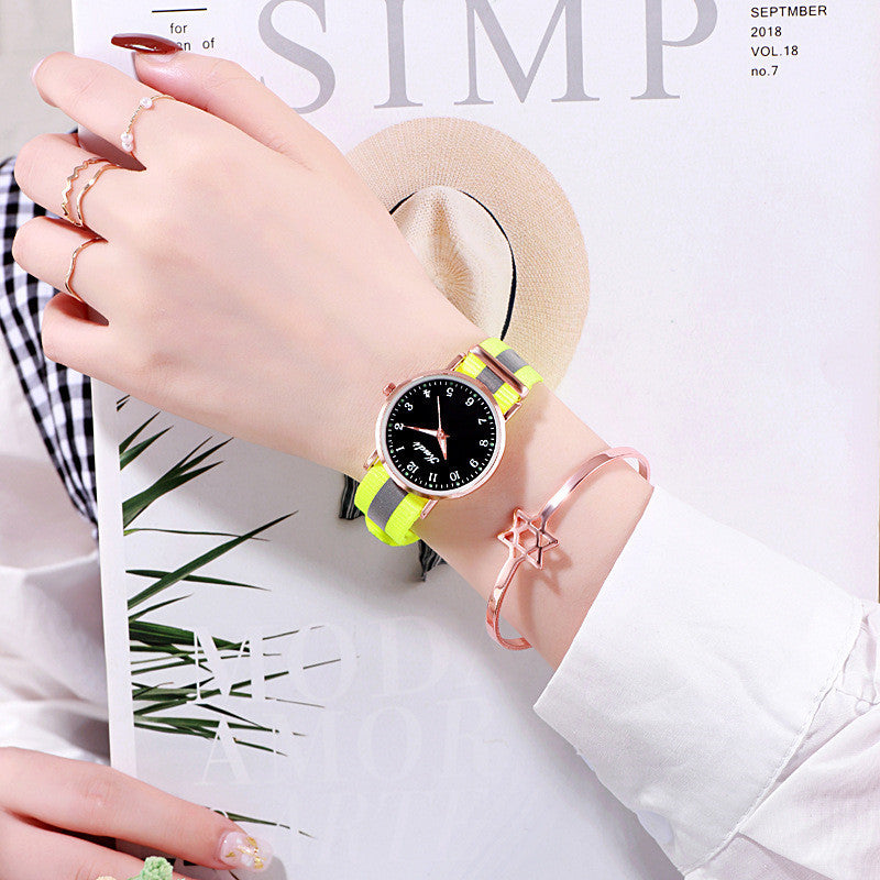 Starry Sky Luminous Rainbow Canvas Watch