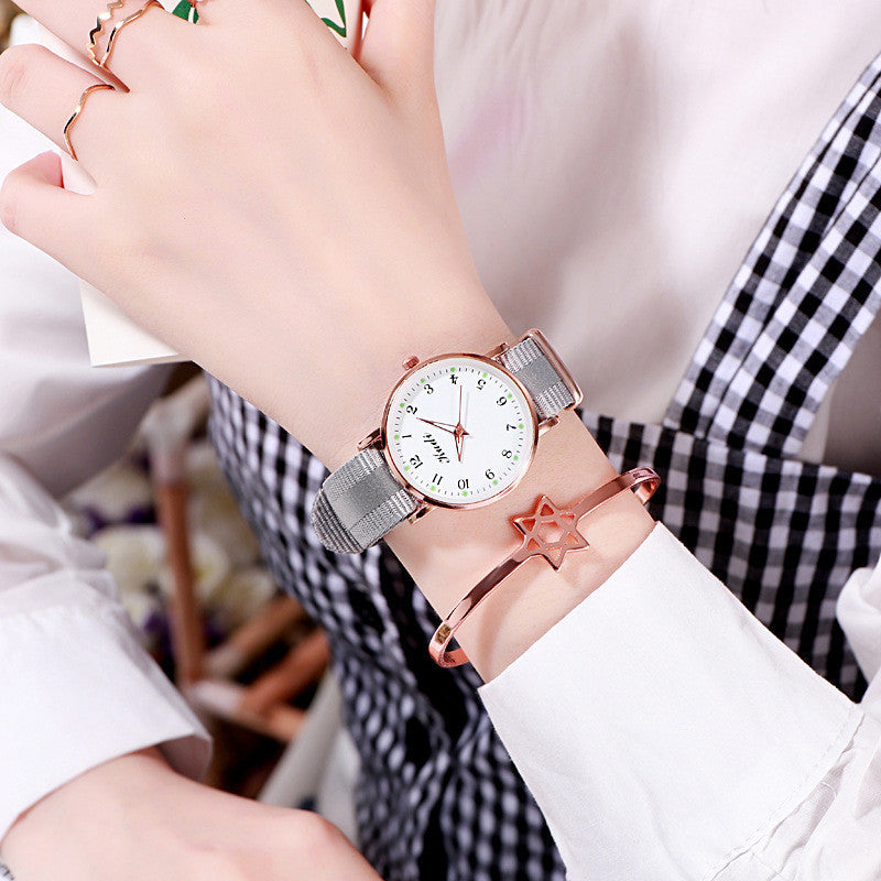 Starry Sky Luminous Rainbow Canvas Watch