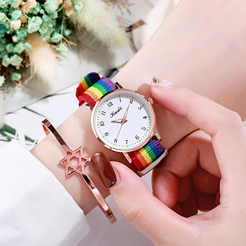 Starry Sky Luminous Rainbow Canvas Watch