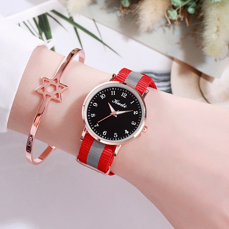 Starry Sky Luminous Rainbow Canvas Watch