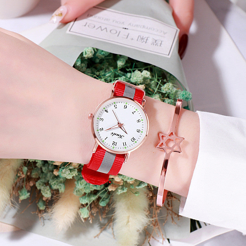 Starry Sky Luminous Rainbow Canvas Watch