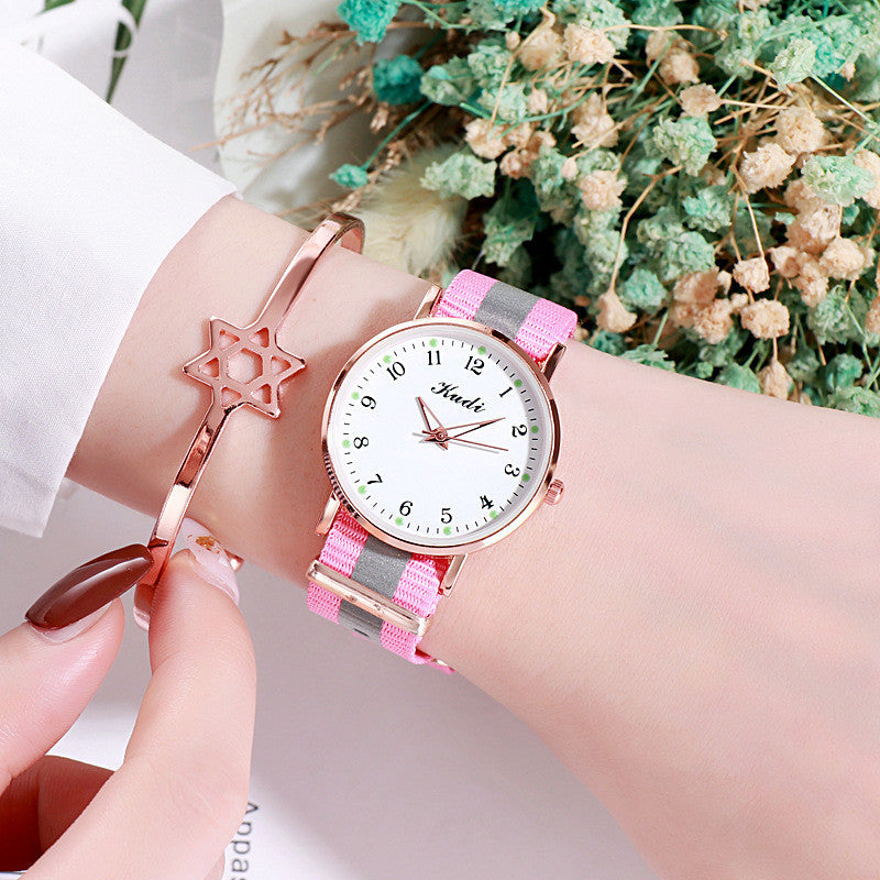 Starry Sky Luminous Rainbow Canvas Watch