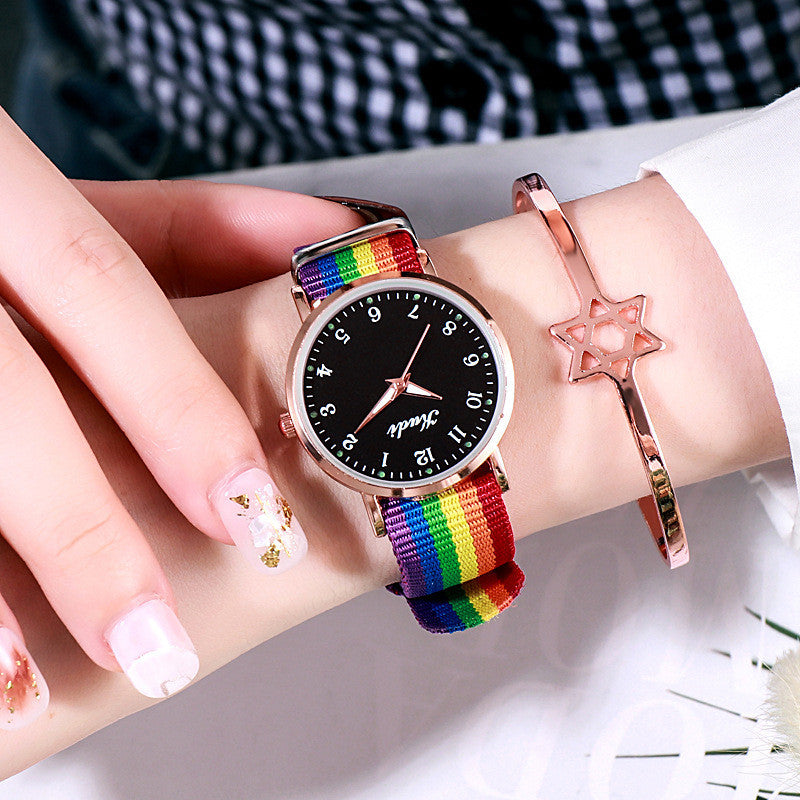 Starry Sky Luminous Rainbow Canvas Watch