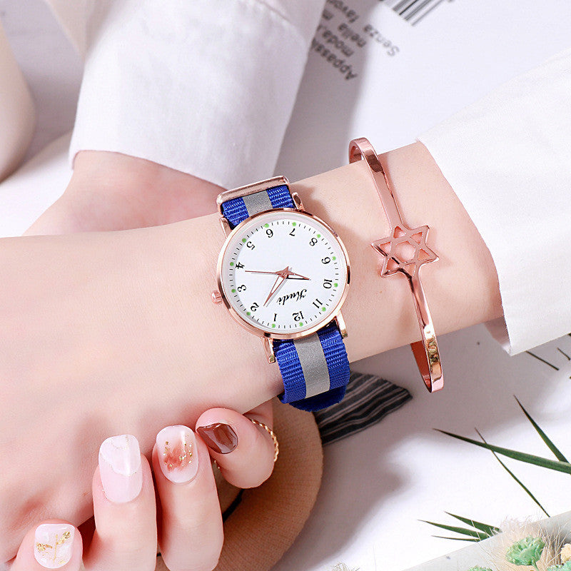 Starry Sky Luminous Rainbow Canvas Watch