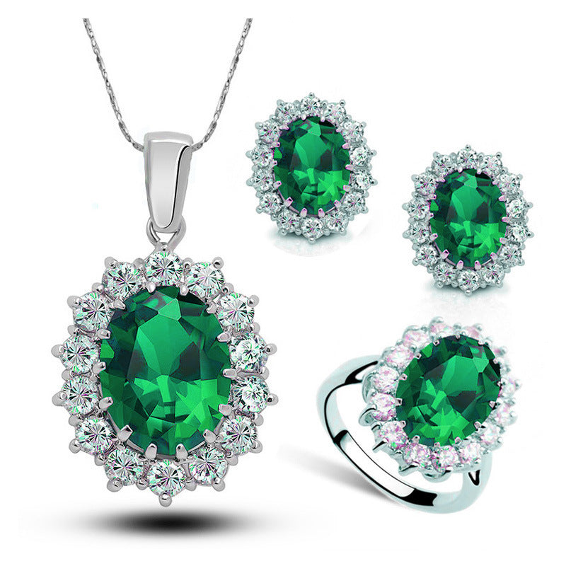 Emerald Green Austrian Crystal Jewelry Set
