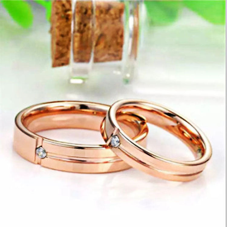 Trendy Rose Gold Slotted Zircon Tungsten Ring