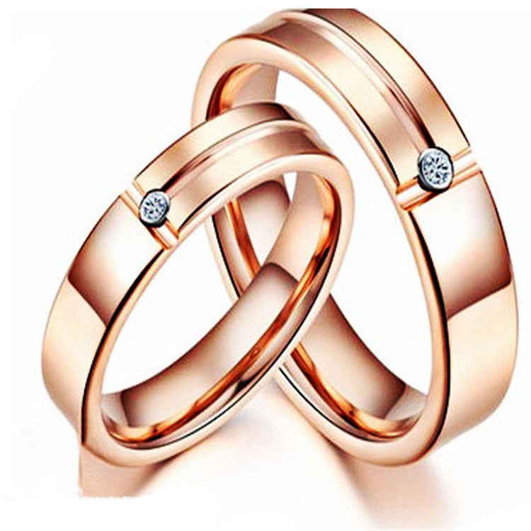 Trendy Rose Gold Slotted Zircon Tungsten Ring