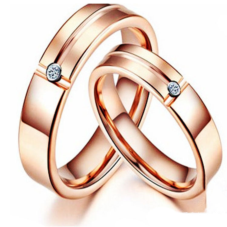 Trendy Rose Gold Slotted Zircon Tungsten Ring