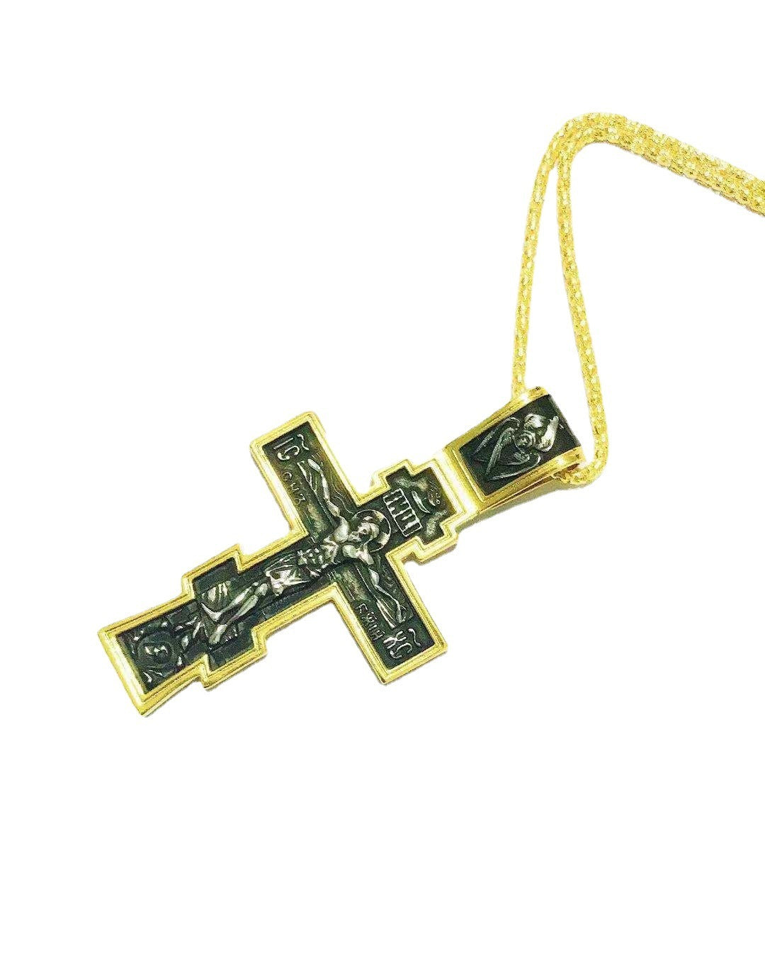 Elegant Two-Tone Cross Pendant Necklace