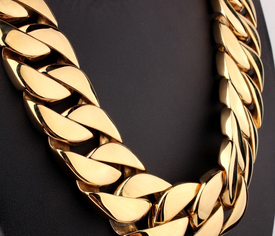 Men's Heavy 18K Gold Plated Cuban Chain Necklace