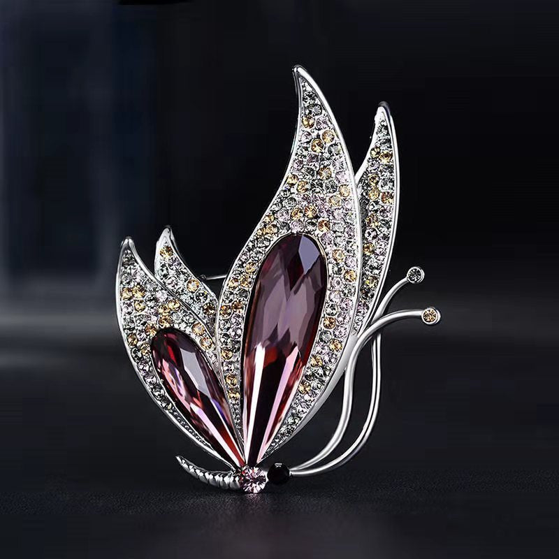 Crystal Rhinestone Brooch Pins Butterfly Roses Flowers