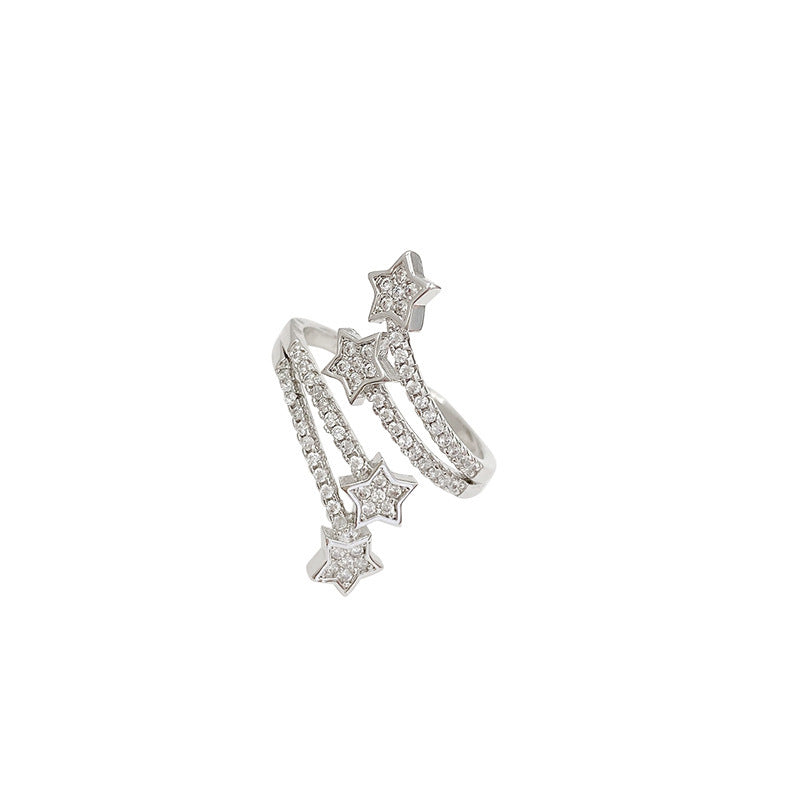 Multi-Layer Micro-Inlaid Five-pointed Star Zircon Ring