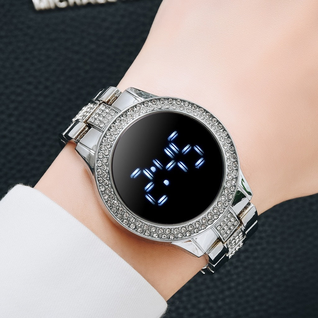 Dazzling Diamond-Encrusted Ladies Electronic Watch