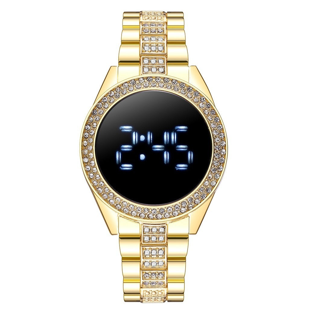Dazzling Diamond-Encrusted Ladies Electronic Watch