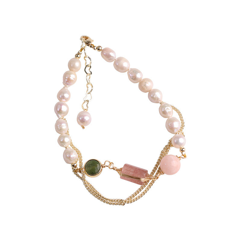Pearl & Strawberry Crystal Bracelet