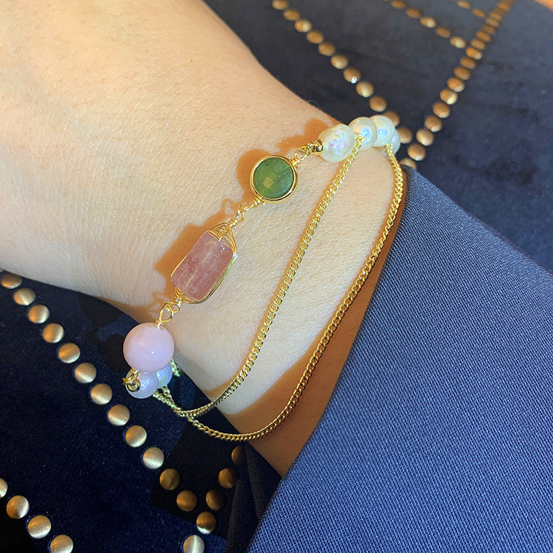 Pearl & Strawberry Crystal Bracelet
