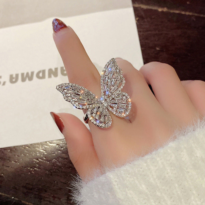 Trendy Butterfly Zircon Index Finger Ring