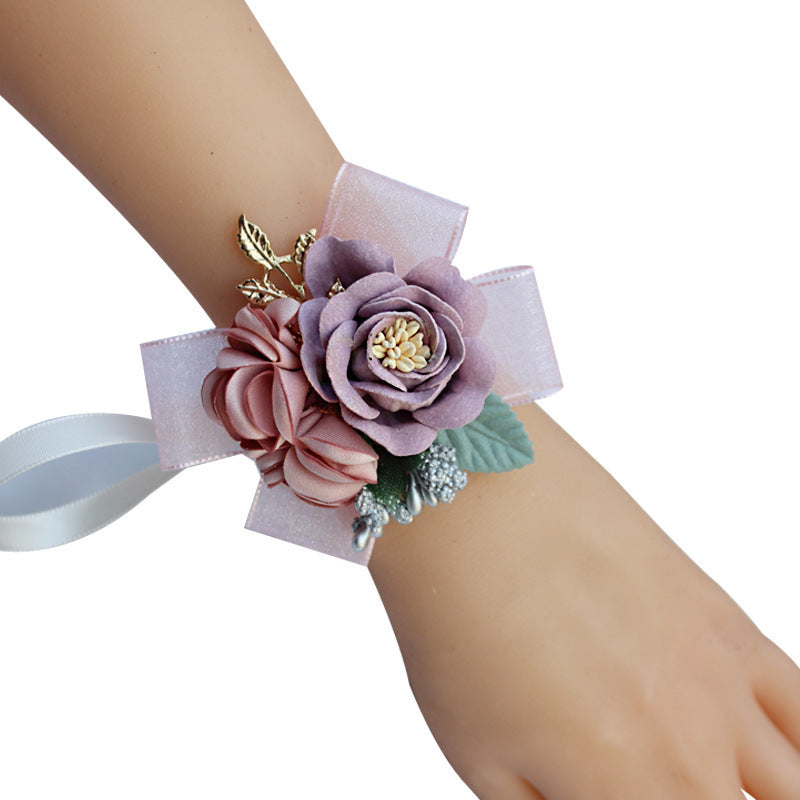 Simulation Fabric Wrist Corsage for Bride