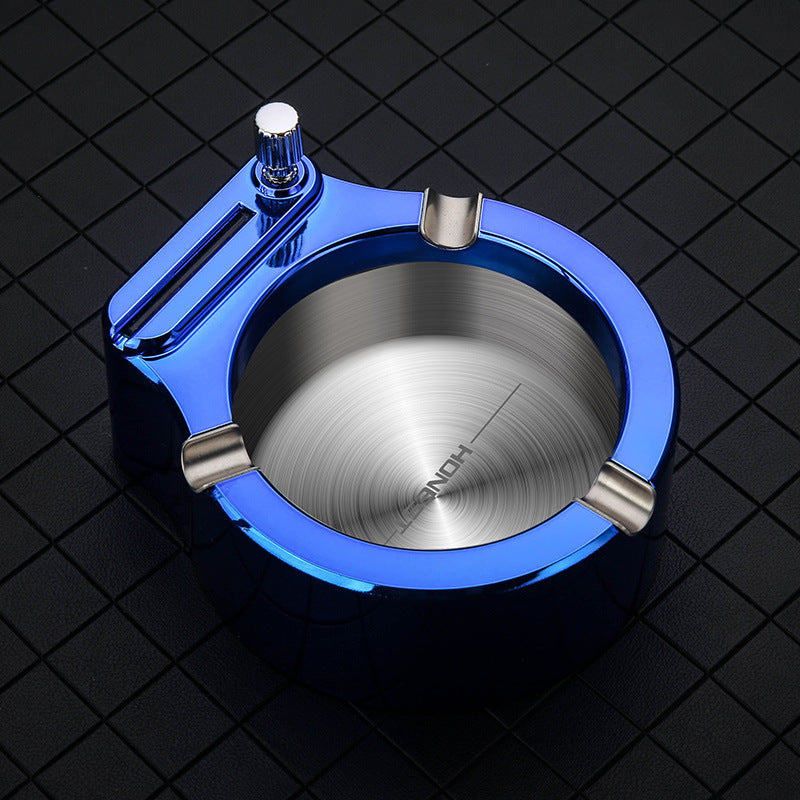 Multifunctional Metal Ashtray with Permanent Match Lighter