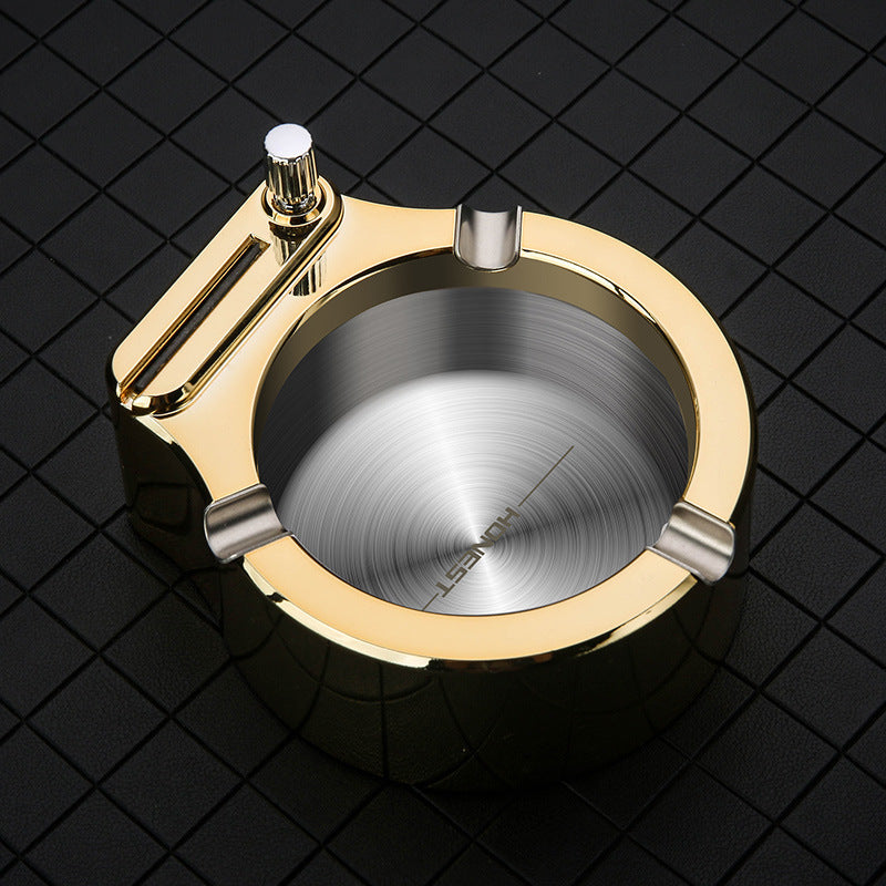 Multifunctional Metal Ashtray with Permanent Match Lighter