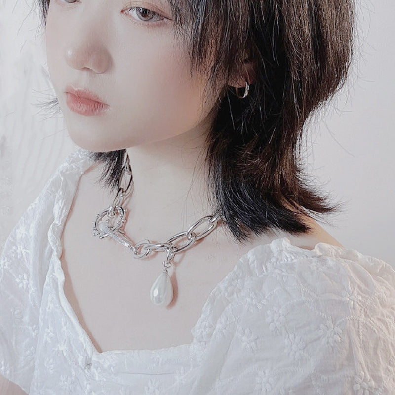 Pearl Clavicle Chain Necklace - Niche Design