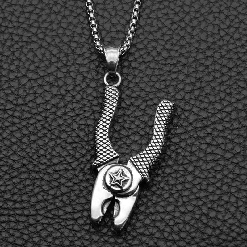 Titanium Steel Mechanic Wrench Pendant Necklace