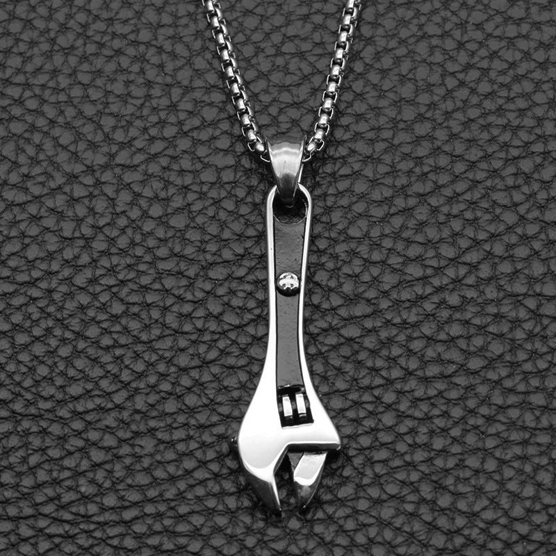 Titanium Steel Mechanic Wrench Pendant Necklace
