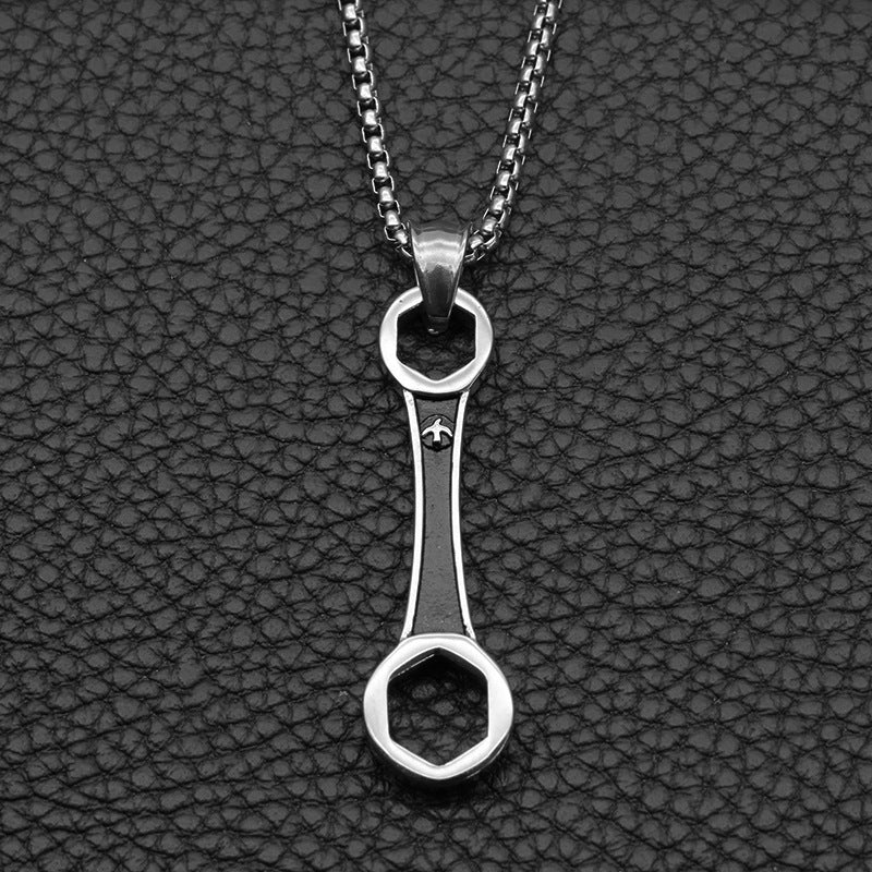 Titanium Steel Mechanic Wrench Pendant Necklace