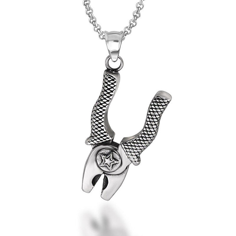 Titanium Steel Mechanic Wrench Pendant Necklace